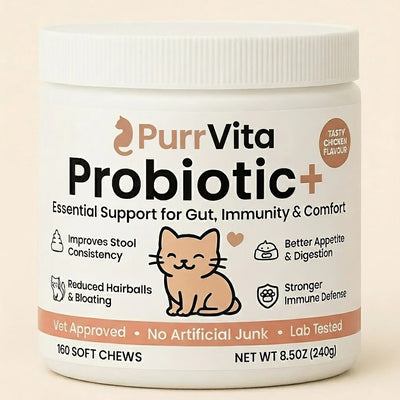 PurrVita daily probiotics promote digestive and gut health and relieve diarrhea，160 SOFT CHEWS